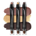 LUXAZA 3Pcs Neutral Brown Eyeshadow Stick Set, Matte And Shimmer Creamy Eyeshadow Pencil, Shiny Pink Shadow, Waterproof Long Lasting Smoky Eye Makeup - A3 Twilight Brown