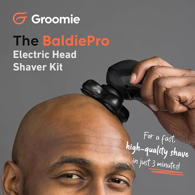 Groomie BaldiePro Cordless Head Shaver Kit for Bald Men, Waterproof