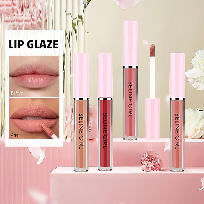Eshioh Matte Lip Gloss, Lip Gloss Silky Smooth Finish, Lipgloss Makeup Colorful and Creamy Texture, Lipstick for Every Occasion, Lip Oil Moisturizing and Hydrated #11