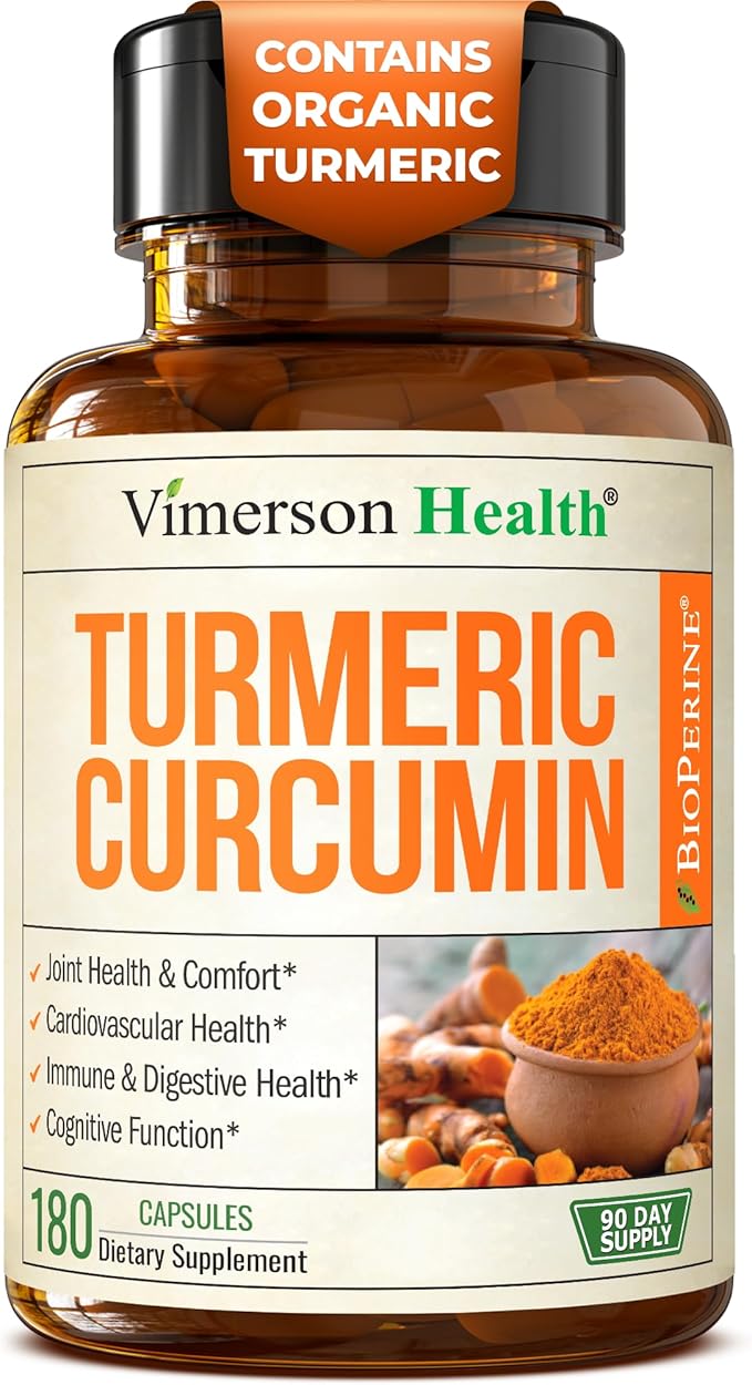 Turmeric Curcumin Supplement – 1200mg Organic Turmeric Curcumin With Black Pepper Extract for Max Absorption – Digestive & Joint Supplements For Men & Women w. Tumeric Extract & Bioperine – 180 Caps