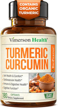 Turmeric Curcumin Supplement – 1200mg Organic Turmeric Curcumin With Black Pepper Extract for Max Absorption – Digestive & Joint Supplements For Men & Women w. Tumeric Extract & Bioperine – 180 Caps