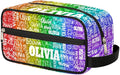 Personalized Name Toiletry Large Cosmetic Bag Red Green Purple Sequins