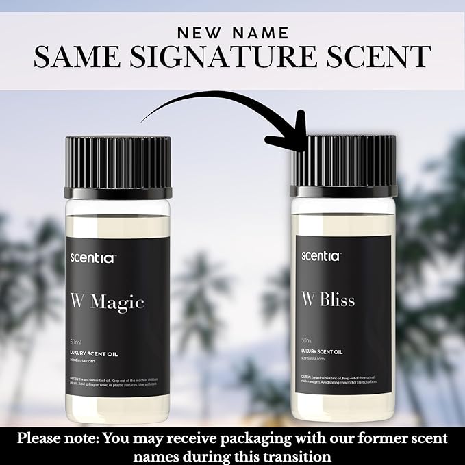 Scentia W Bliss (W Magic) Hotel Scent Diffuser Oil – Luxury Fragrance Inspired by W Hotel – 50 mL – Bergamot, Lemongrass & Jasmine Essential Oil Blend for Home, Office & Aromatherapy Diffusers