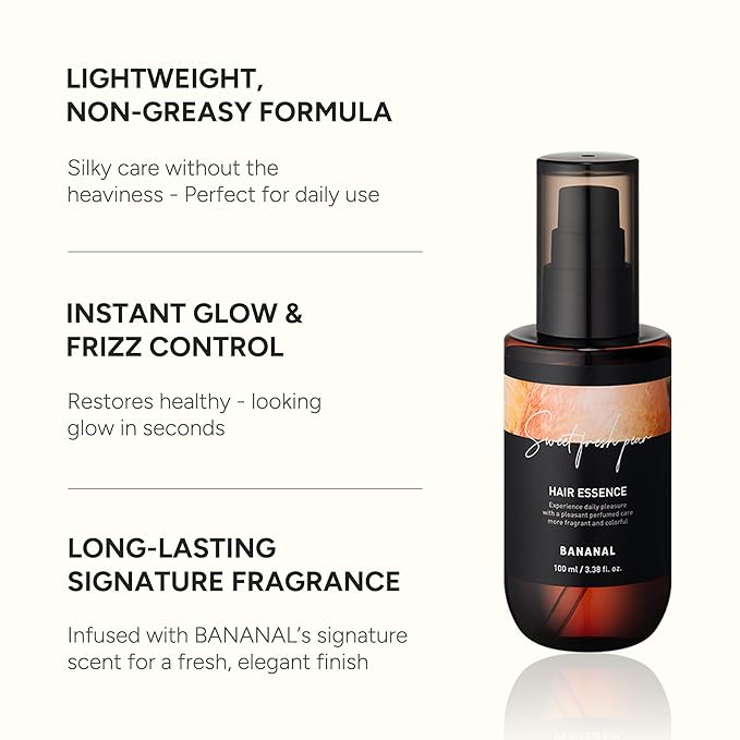 BANANAL 2-in-1 Hair Serum & Perfume Oil - Korean Hair Care, Moroccan Argan Oil & 12 Amino Acids for Dry Damaged Hair, Anti-Frizz Glass Hair Shine, Paraben-Free, Sweet Fresh Pear, 3.38 fl oz