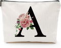 Comanro Initial A-Z Personalized Letter Makeup Bag, Monogrammed Bridesmaid Gifts/Presents Cosmetic Bag, Portable Stationery Storage Organizer Pouch, Friendship Love Travel Makeup Bags