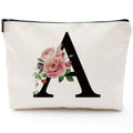 Comanro Initial A-Z Personalized Letter Makeup Bag, Monogrammed Bridesmaid Gifts/Presents Cosmetic Bag, Portable Stationery Storage Organizer Pouch, Friendship Love Travel Makeup Bags