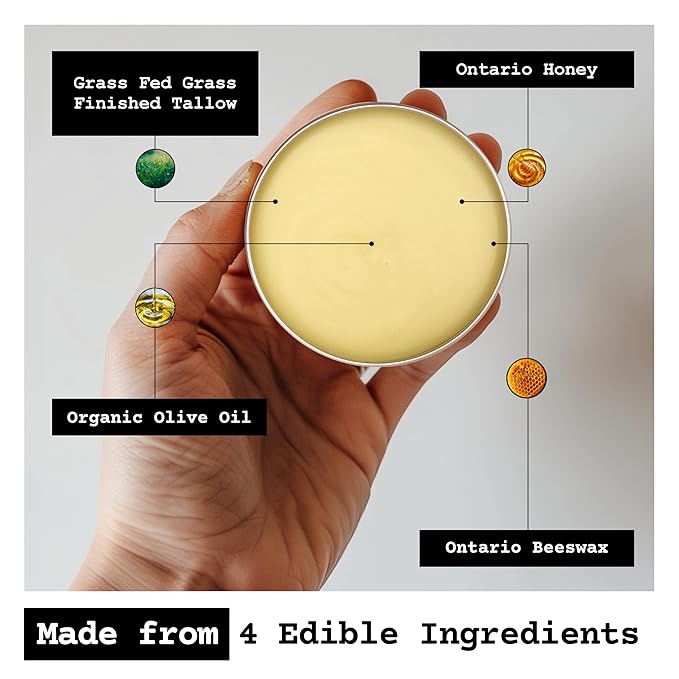 The Tallowed Truth Beef Tallow Balm for Skin & Face, Unscented Honey Balm