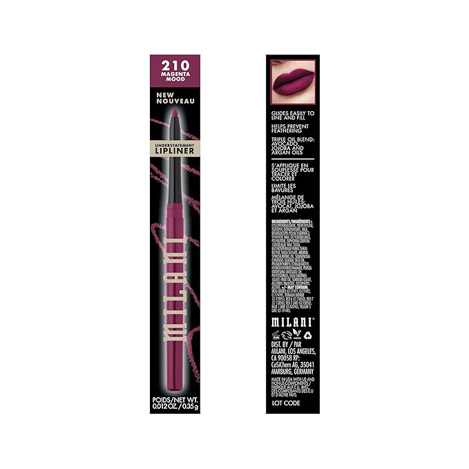 Milani Understatement Lipliner Pencil - Highly Pigmented Retractable Soft Lip Liner Pencil, Easy to Use Lip Makeup - Magenta Mood