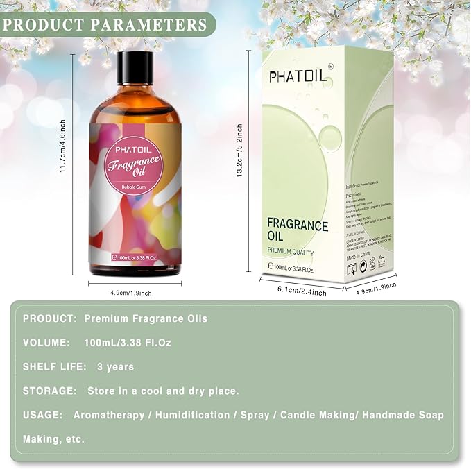 PHATOIL Bubble Gum Fragrance Oil for Diffuser Aromatherapy 3.38FL.OZ