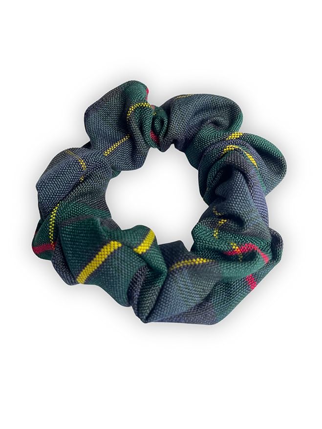 ClassExceed School Uniform Plaid, Plaid Scrunchie, Back to school, handmade school uniform hair accessories (Green Navy Yellow red Plaid55)