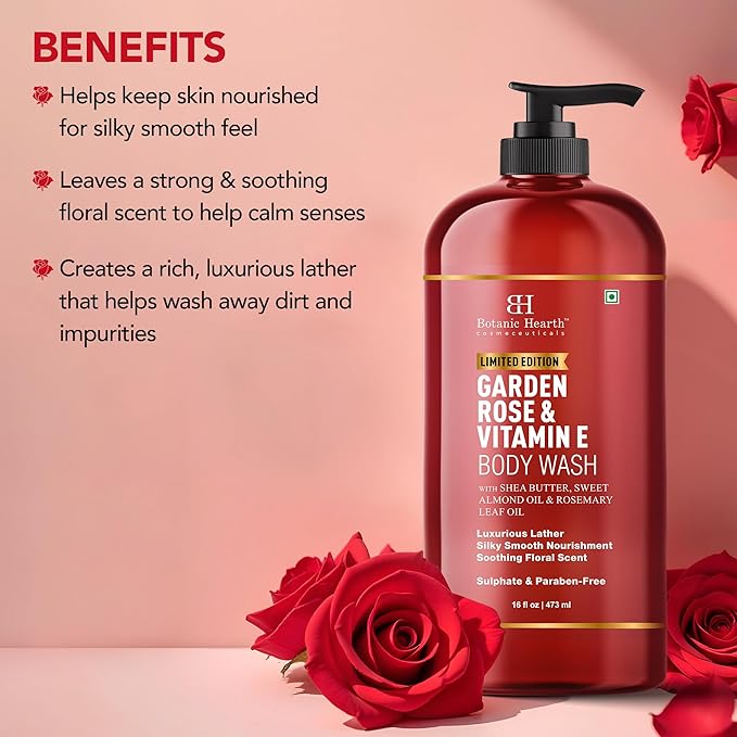 Botanic Hearth Garden Rose & Vitamin E Body Wash –16 fl oz