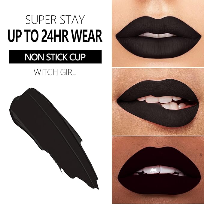 MAKI YIKA Black Lipstick Matte for Women Color Stay Dark Long Lasting Lipsticks