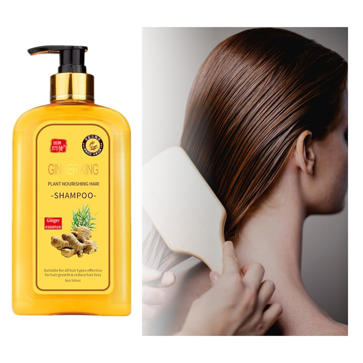 Ginaday Instant Ginger Hair Regrowth Shampoo, Ginger Anti-Fall Shampoo for Hair Growth, Anti-Hair Loss Hair Shampoo (1Pcs 16.91FL.oz/500ML)