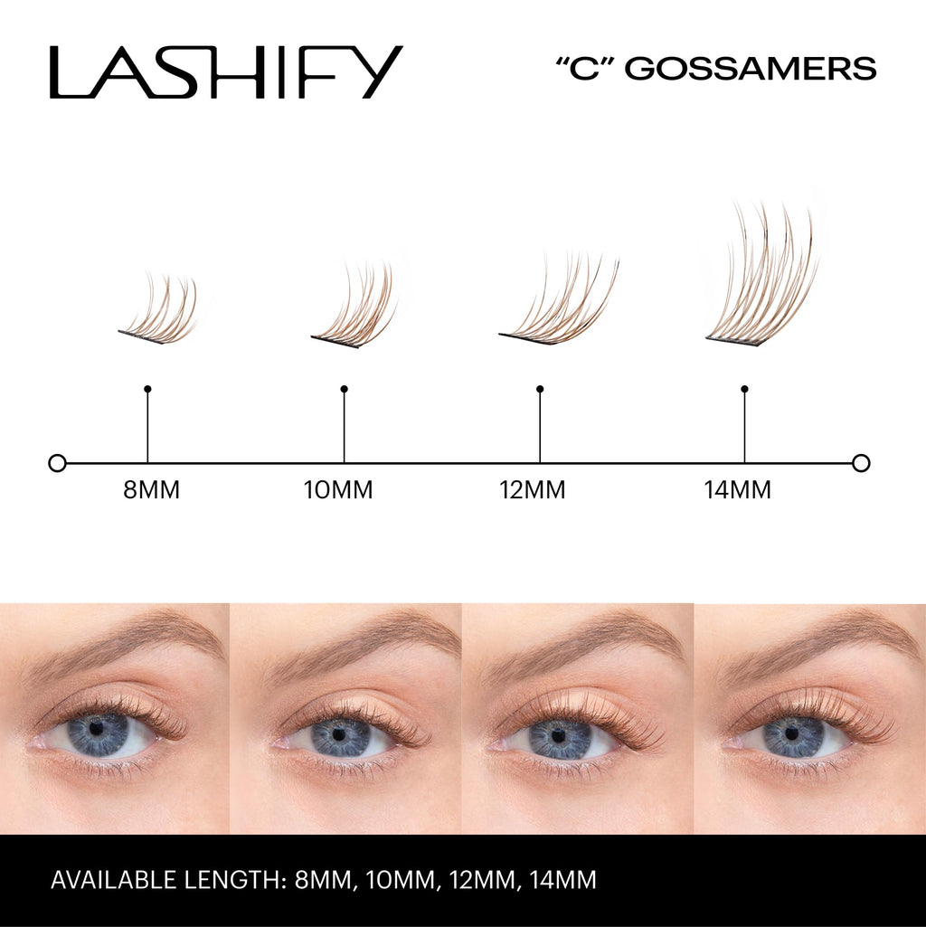 Lashify Curl 12mm Gossamer Eyelash Extensions Refill, Ginger Color, DIY False Lashes for a Natural Look