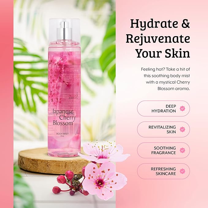 Freida and Joe Cherry Blossom Body Mist: A Luxurious 8 oz Gift for Her, Exquisite Floral Scent, Ideal Stocking Stuffer Fine Women Body Spray for Mom