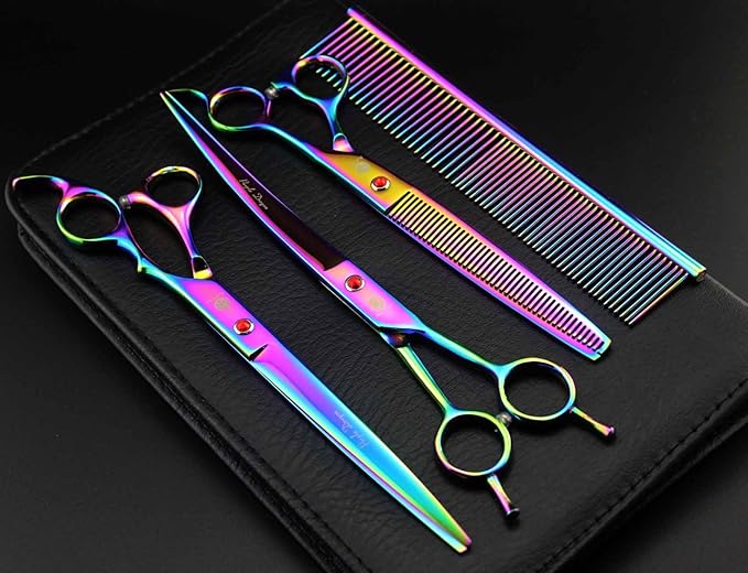 Purple Dragon 8 inch 3 in 1 Professional Pet Grooming Thinning(Rainbow)