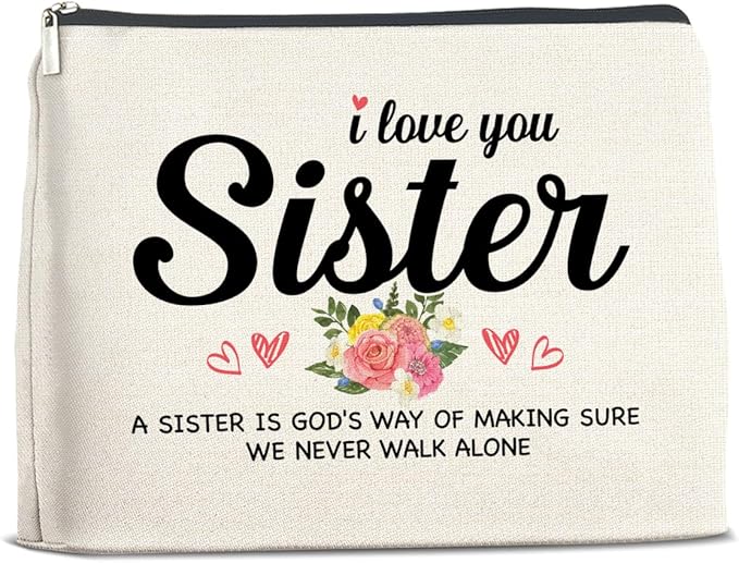 UPNEGE Sister Gifts from Sisters Makeup Bag, Gift for Bestie Best Friend Sister Christmas Birthday, Sisters Cosmetic Bag Zipper Makeup Pouch