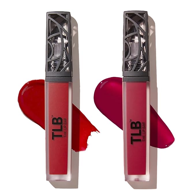 The Lip Bar - Nonstop Liquid Matte Lipstick Mini 2-Pack, Bawse Lady (Blue Red) + Rich Auntie (Deep Berry) - High Pigment - One Swipe - Long Lasting - Jojoba Oil & Vitamin E - Vegan -.05 fl oz each