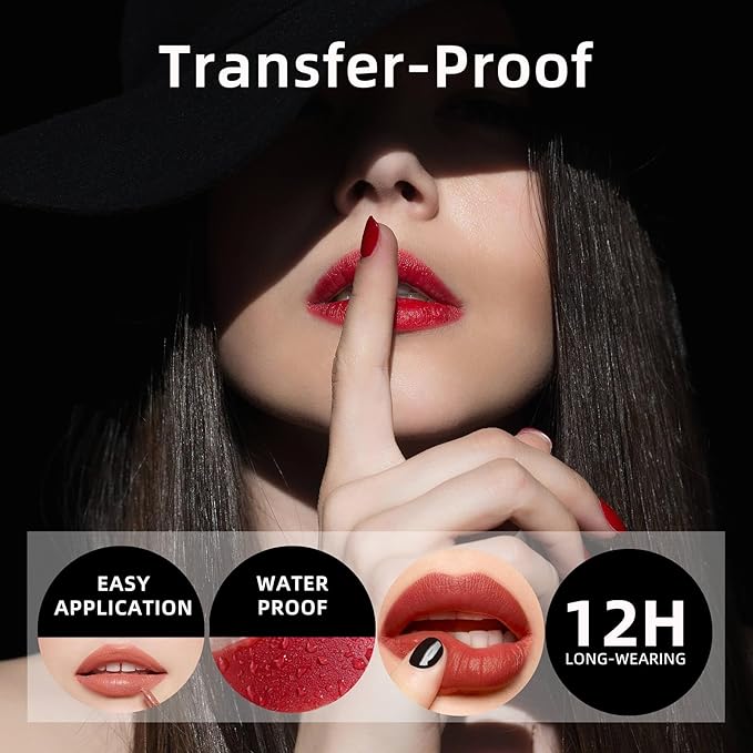 Brown Red Liquid Lipstick Matte Long Lasting Smudge-Proof, Non-Stick Cup, Transfer-Resistant Lip Color,Waterproof, Non-Transfer Formula (Graceful Glow)