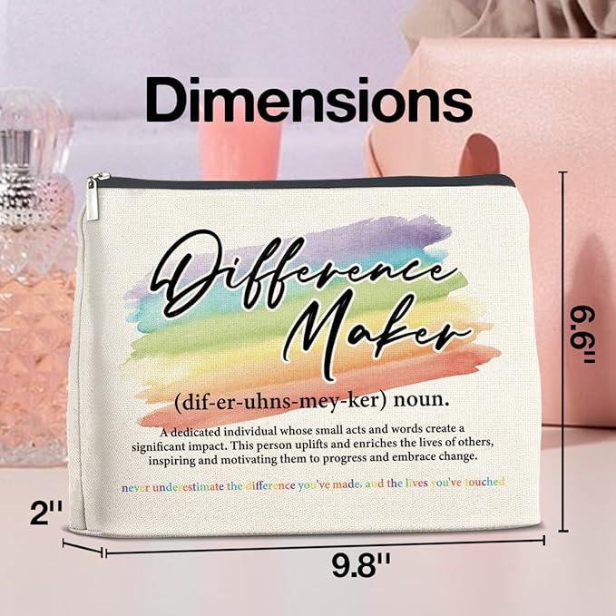 UPNEGE Difference Maker Makeup Bag Thank You Gifts for Mentor Leader Coach Boss Coworker, Difference Maker Gift Appreciation Cosmetic Bag Zipper Makeup Pouch
