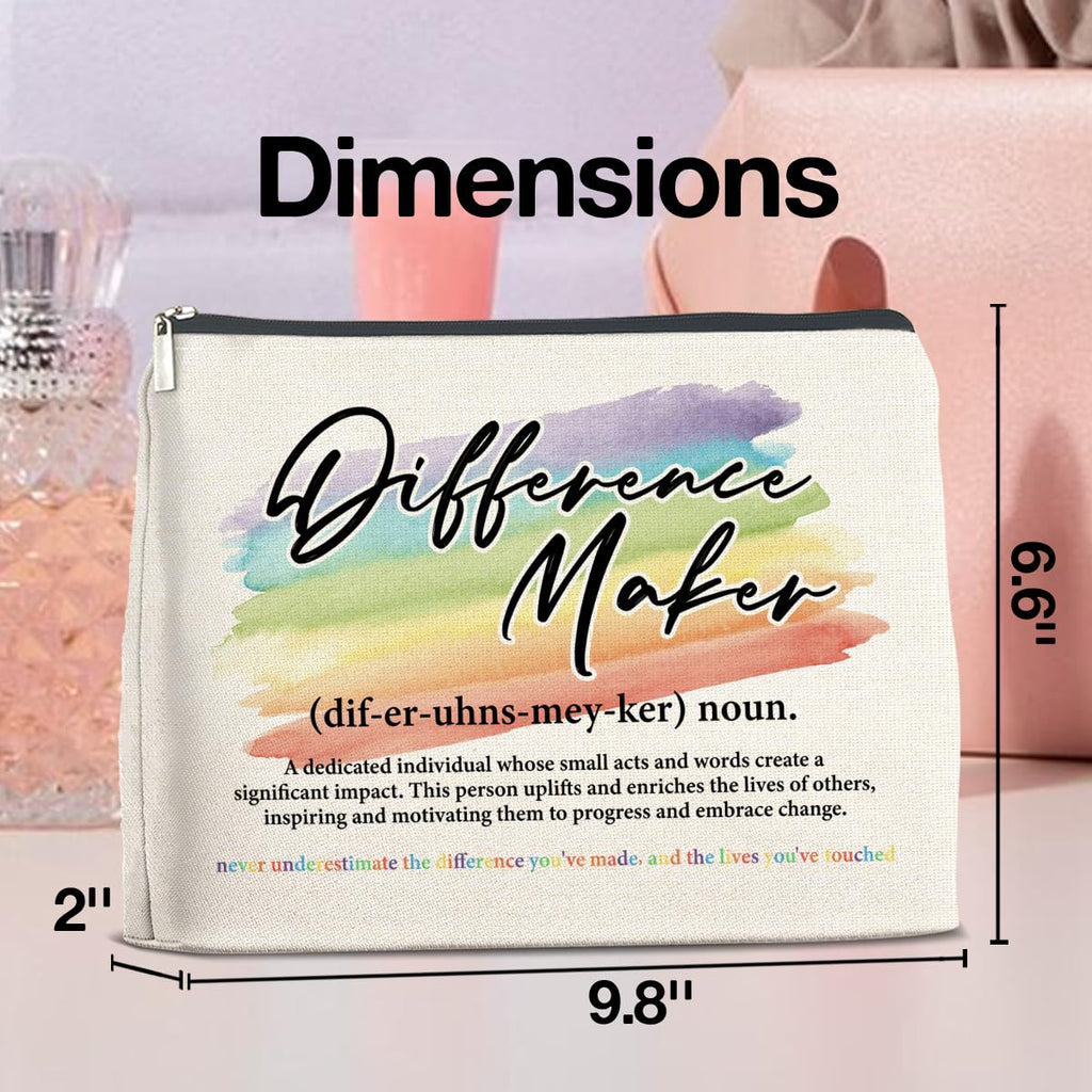 UPNEGE Difference Maker Makeup Bag Thank You Gifts for Mentor Leader Coach Boss Coworker, Difference Maker Gift Appreciation Cosmetic Bag Zipper Makeup Pouch