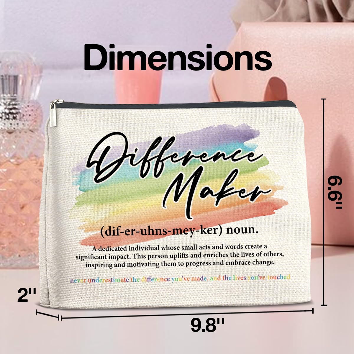UPNEGE Difference Maker Makeup Bag Thank You Gifts for Mentor Leader Coach Boss Coworker, Difference Maker Gift Appreciation Cosmetic Bag Zipper Makeup Pouch
