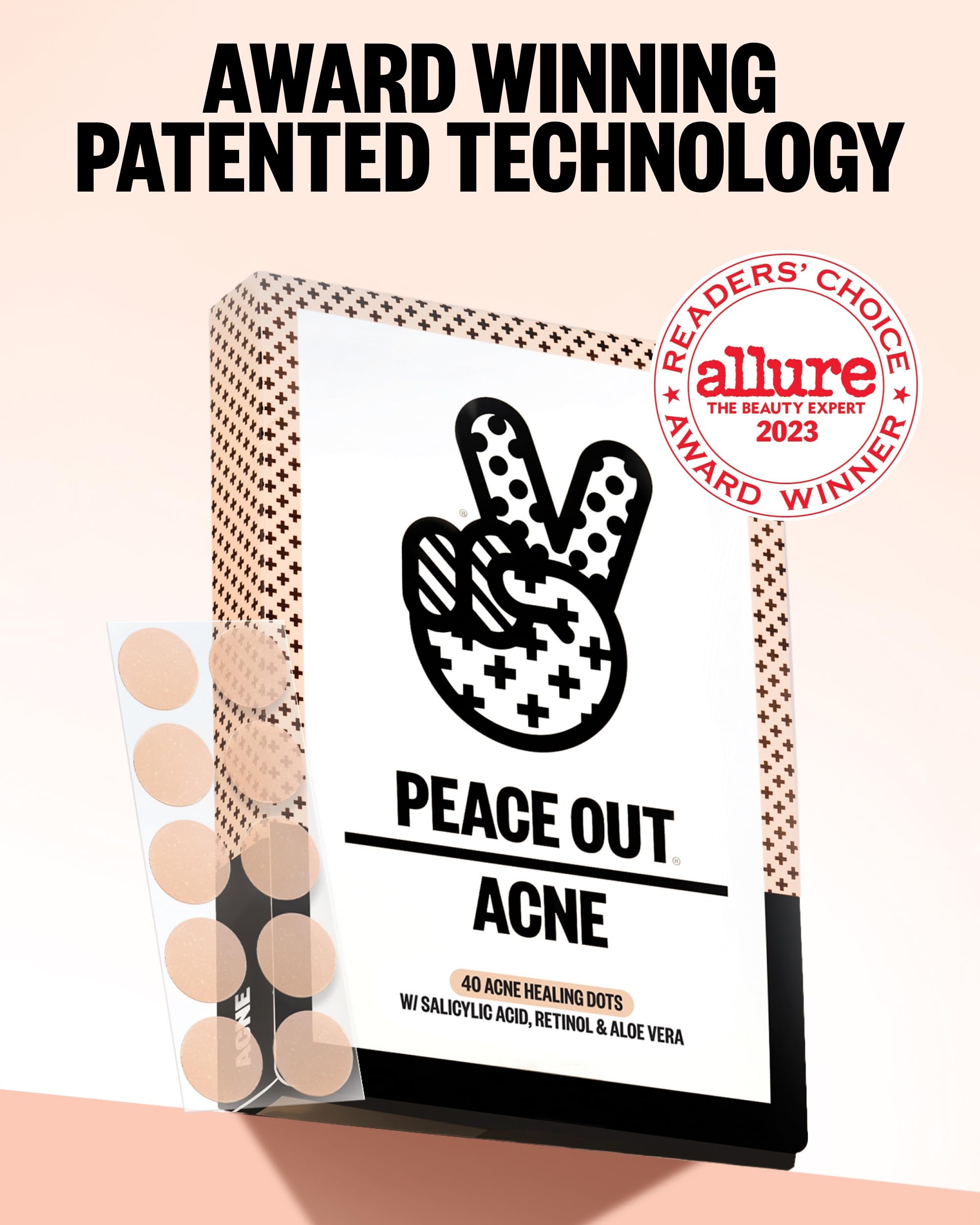 PEACE OUT Acne Healing Dots Hydrocolloid Pimple Patches (40 count)