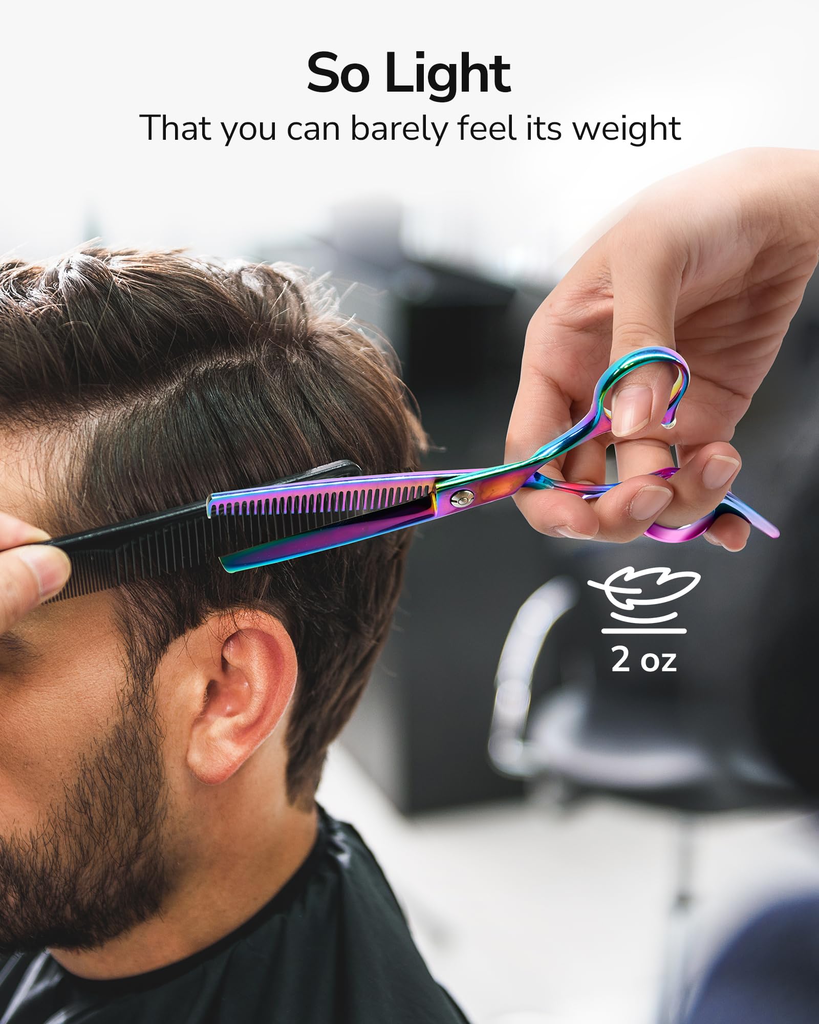 ULG Hair Thinning Scissors Professional Barber’s Texturizing Teeth Shears for Hairdressing, Salon and Home Use Thinning Shears for Hair Cutting, Made of Japanese Stainless Steel, 6.5 inch
