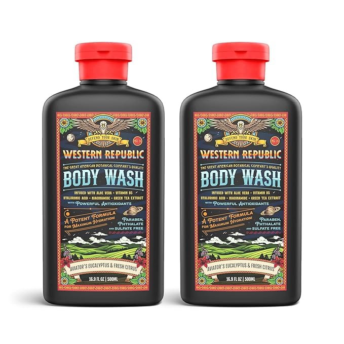 Western Republic - Aviator's Eucalyptus & Citrus Body Wash - 500ml 2 Pack