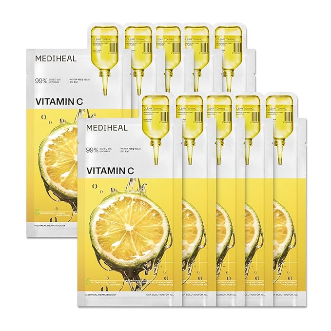 MEDIHEAL Vitamin C Essential Face Sheet Mask, Skin Toning (10ea)