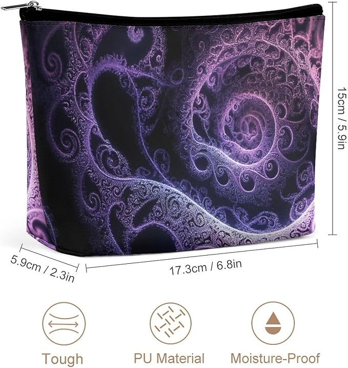 Meaudiwes Fashion Zipper Cosmetic Case, Portable Makeup Case, Personality Toiletry Bag, Trippy Abstract Purple Tie Dye Travel Cosmetic Toiletry Bag