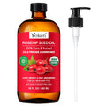 Yoken Organic Rosehip Seed Oil 16oz, Cold Pressed, Glass Bottle