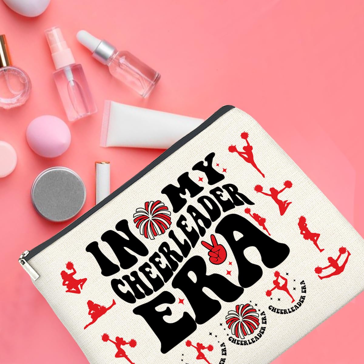 UPNEGE Cheerleader Gifts Makeup Bag Cheerleading Team Gifts for Women Cheerleader in My Cheerleader Era Zipper Makeup Pouch