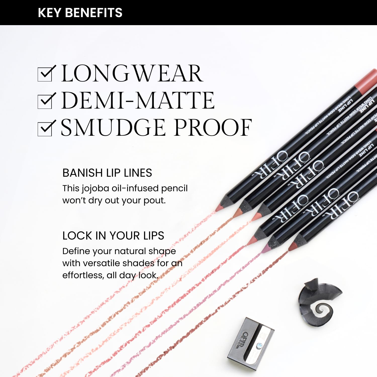 OFIR Longwear Demi-Matte Lip Pencil | Smudge-Proof, Easy Glide, Hydrating, Long-Lasting Color | What eh-ver! - Nude Brown Lip Liner Pencil | 0.042 OZ