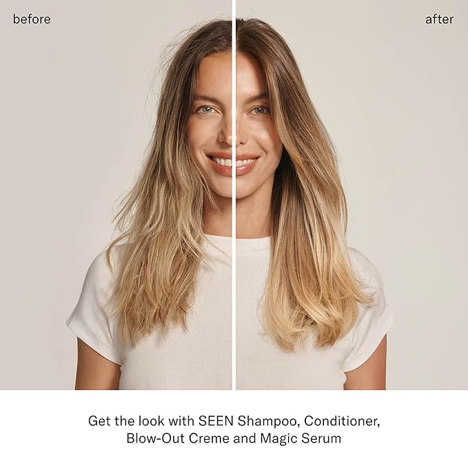 SEEN - Blow-Out Creme, Scented - Non-Comedogenic Blow-Out Hair Cream - Dermatologist-Developed - Reduces Frizz- Heat Protectant- Safe for Sensitive, Eczema & Acne Prone Skin