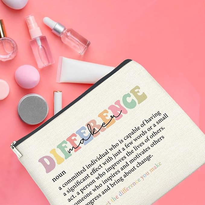 UPNEGE Difference Maker Makeup Bag Thank You Gifts for Mentor Leader Coach Boss Manager Leaving Retirement New Job Going Away, Difference Maker Gifts Cosmetic Bag Zipper Makeup Pouch