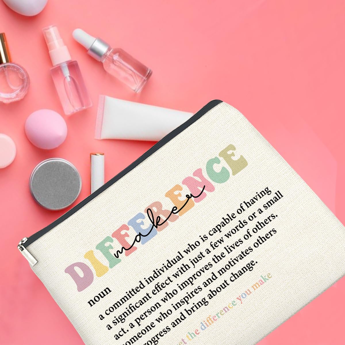UPNEGE Difference Maker Makeup Bag Thank You Gifts for Mentor Leader Coach Boss Manager Leaving Retirement New Job Going Away, Difference Maker Gifts Cosmetic Bag Zipper Makeup Pouch