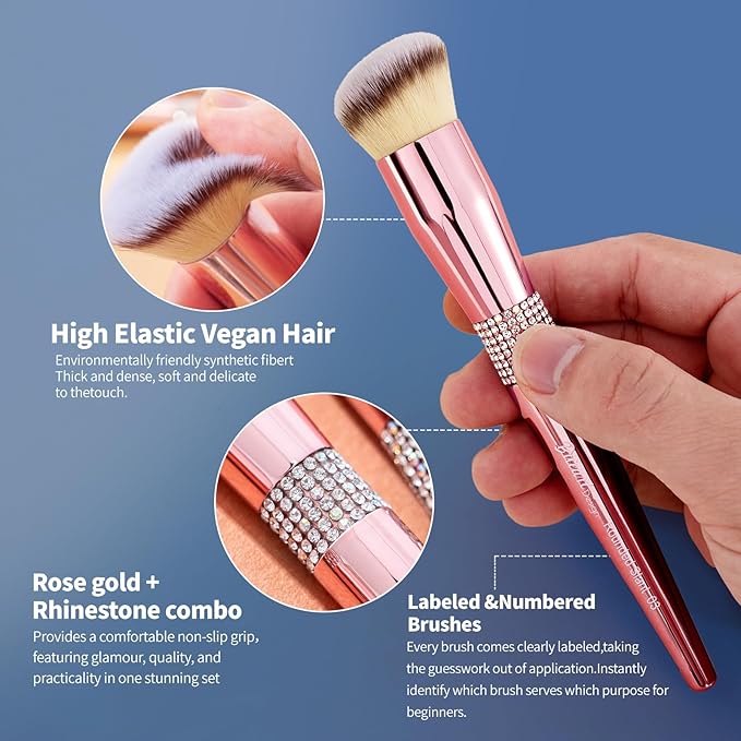 Bueart Design 16Pcs Professional Makeup Brushes Set with Elegant Holder