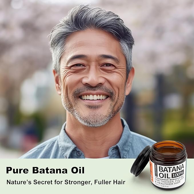 Batana Oil for Hair Growth Dr. Sebi 100% Natural, Unrefined and Organic Batana Oil from Honduras, for Frizz, Split Ends, Texture & Shine, 4.06 Ounce Jar