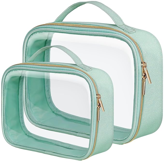PACKISM Clear Makeup Bag Travel - TSA Approved Toiletry Bag, 2 Pack Black