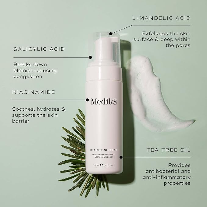 Medik8 Clarifying Foam Cleanser with Salicylic Acid For All Skin Types 5 oz