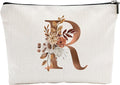 YKYENR A-Z Boho Personalized Cosmetic Bag-Floral Cotton Letter Makeup Bag With Zipper-Artistic Cosmetic Bag For Travel-Bride,Birthday Gift For Women Daughter Friends-Women Makeup Organizer-A18