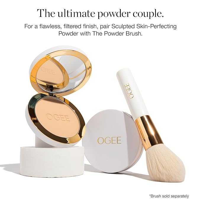 Ogee Sculpted Skin-Perfecting Makeup Setting Powder - Clay - FULL SET (Case & Refill) - Lightweight Powder Foundation Made with 70% Organic Ingredients