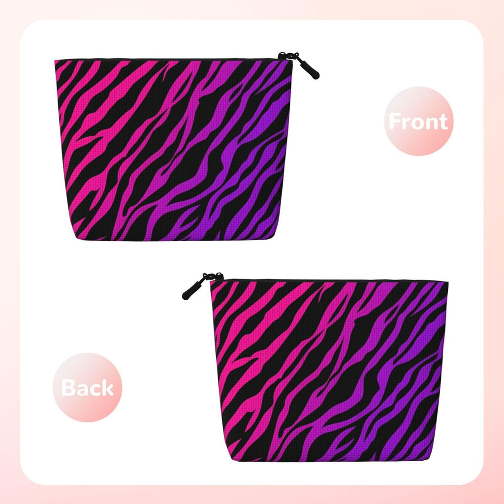 MOLAIGIN Zebra Print Black Pink Cosmetic Bag For Women, Travel Makeup Bag, Toiletry Zipper Bag, Large Capacity Aesthetic Cases