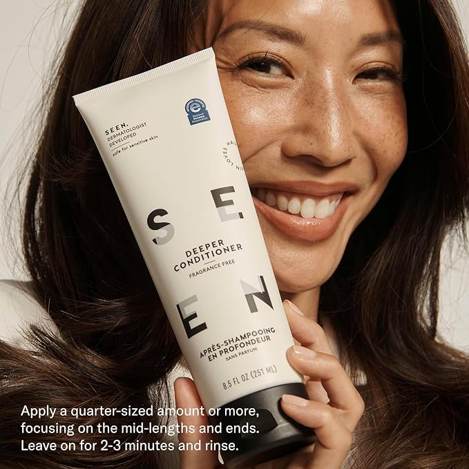 SEEN Shampoo & Deeper Conditioner Bundle, Fragrance Free - Non-Comedogenic Hair Care Set, Dermatologist-Developed, Safe for Sensitive, Eczema & Acne-Prone Skin