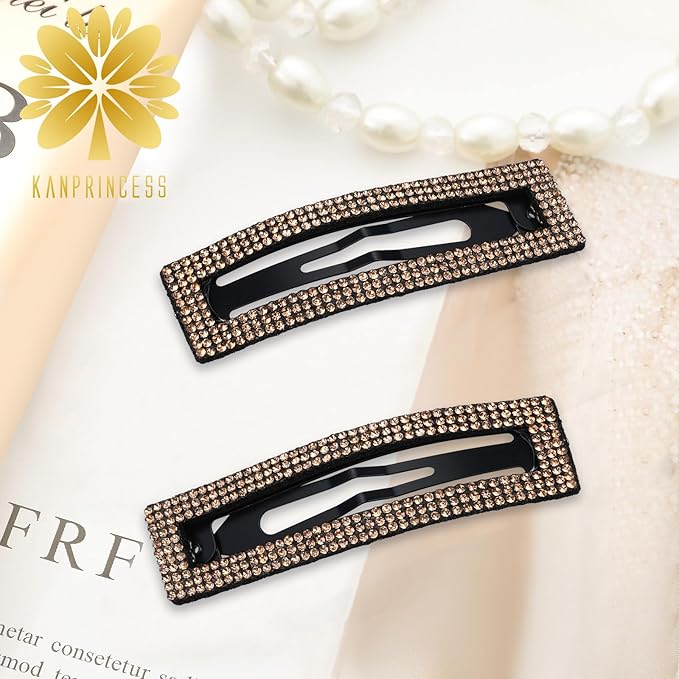 Kanprincess Rhinestone Hair Clips, Sparkly Barrettes Gift for Women Girls