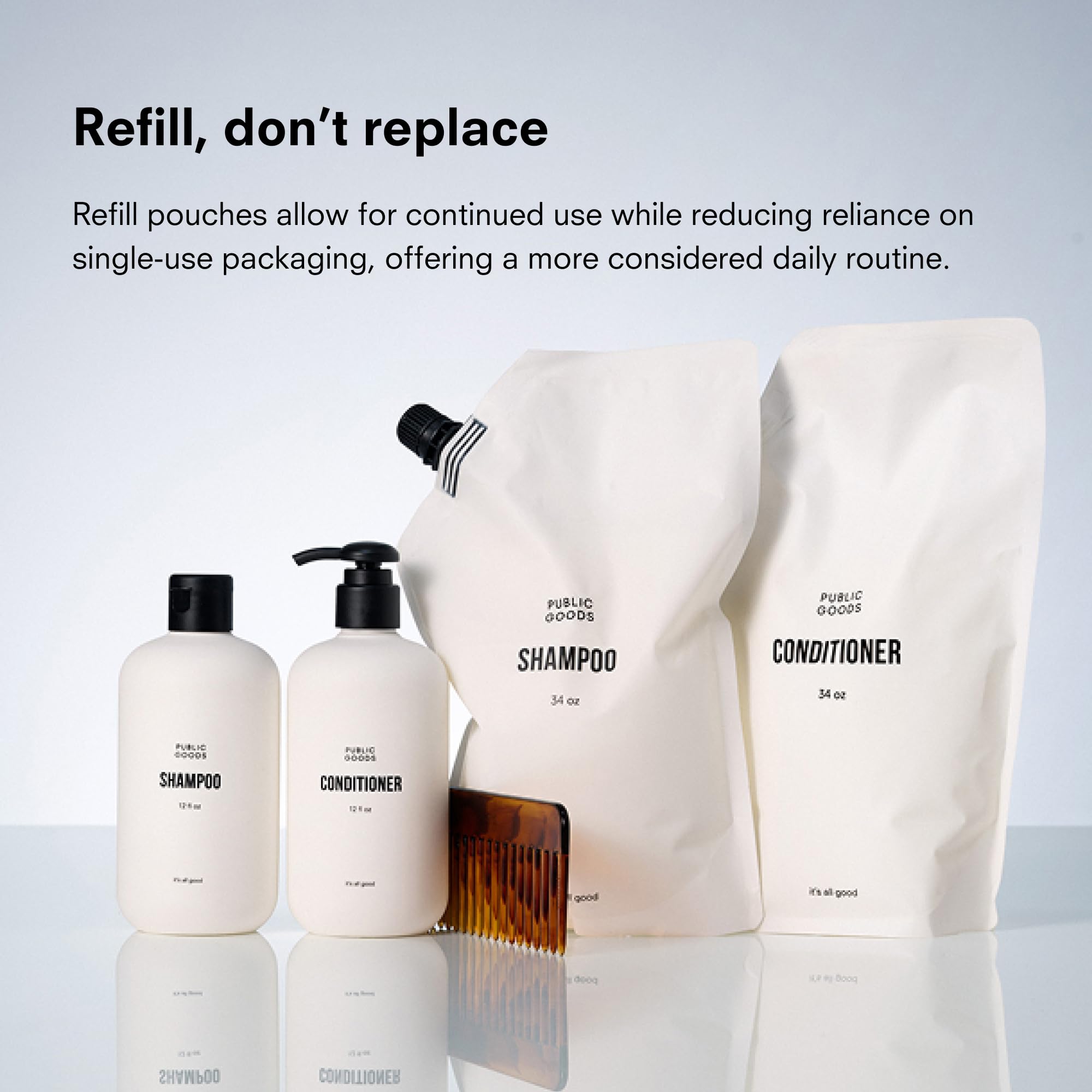 Public Goods Shampoo for Women & Men | Natural Gentle Shampoo to Cleanse & Nourish All Hair Types | Made with Organic Essential Oils | Sulfate & Paraben Free | Vegan | Made in Canada | 12 Fl Oz Bottle