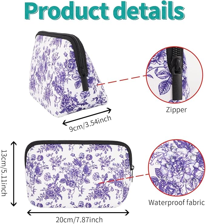 AJLTPA Waterproof Neoprene Cosmetic Bag, Flowers Like China