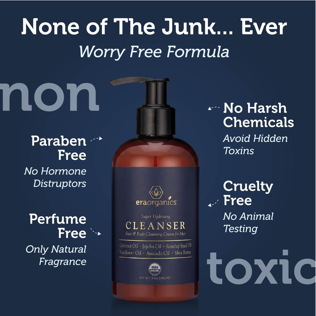 Era Organics USDA Organic Men's Face Wash - Hydrating Face & Body Cleanser