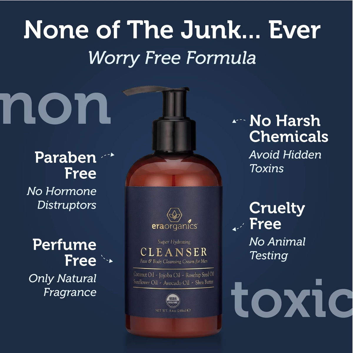 Era Organics USDA Organic Men's Face Wash - Hydrating Face & Body Cleanser